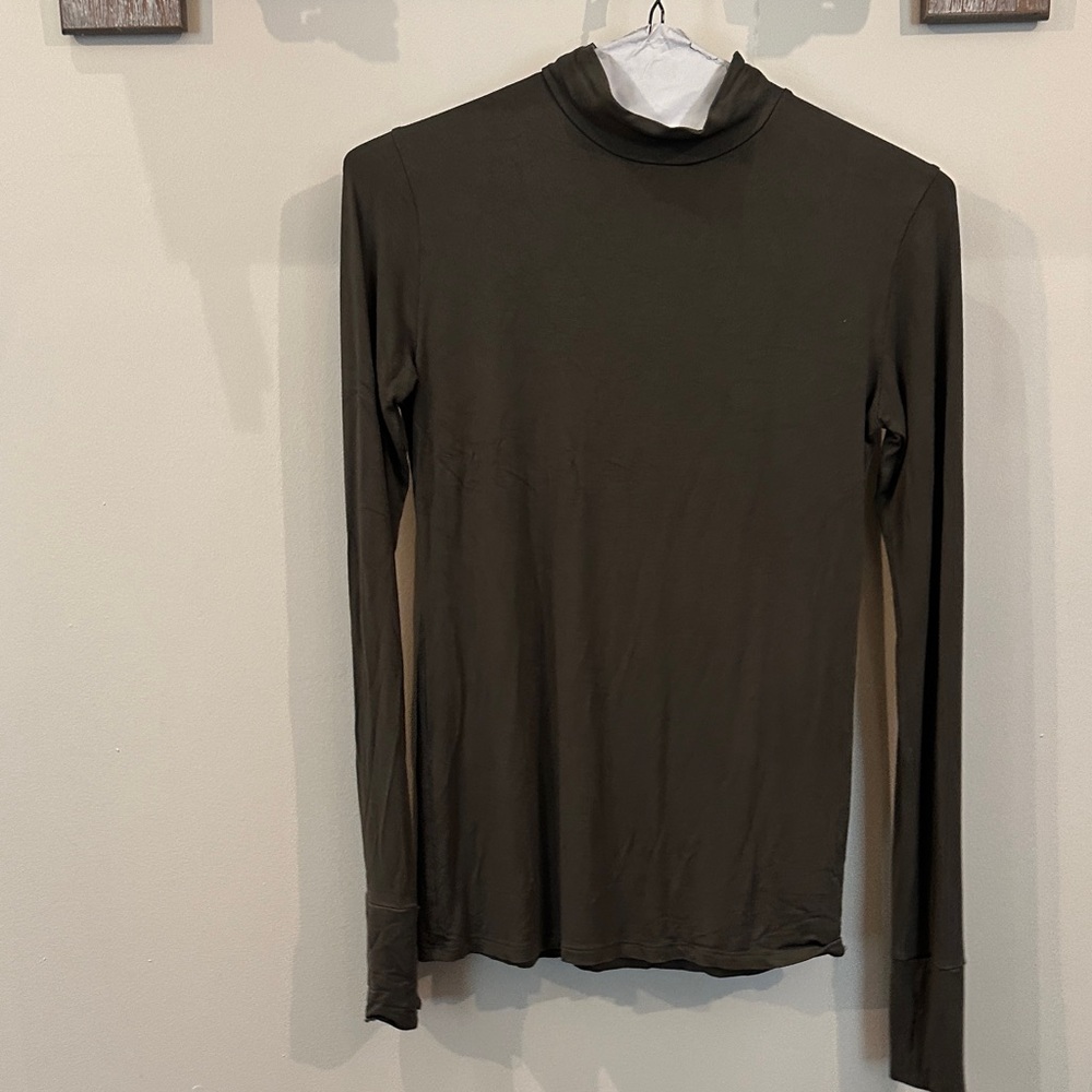Olive Green Long Sleeve Turtleneck Top